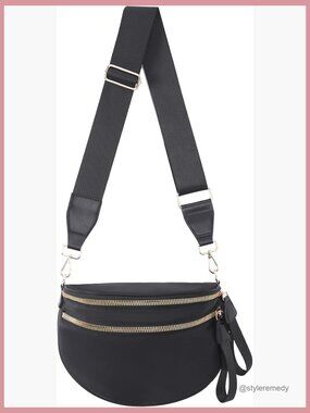 Nylon Crossbody Bags Bum Bag for Women Large Sling Bag Purse with Adjustable